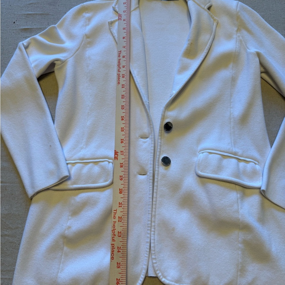 Vintage Lauren Ralph Lauren Women’s Winter Ivory Cotton Knit Blazer - Picture 7 of 10